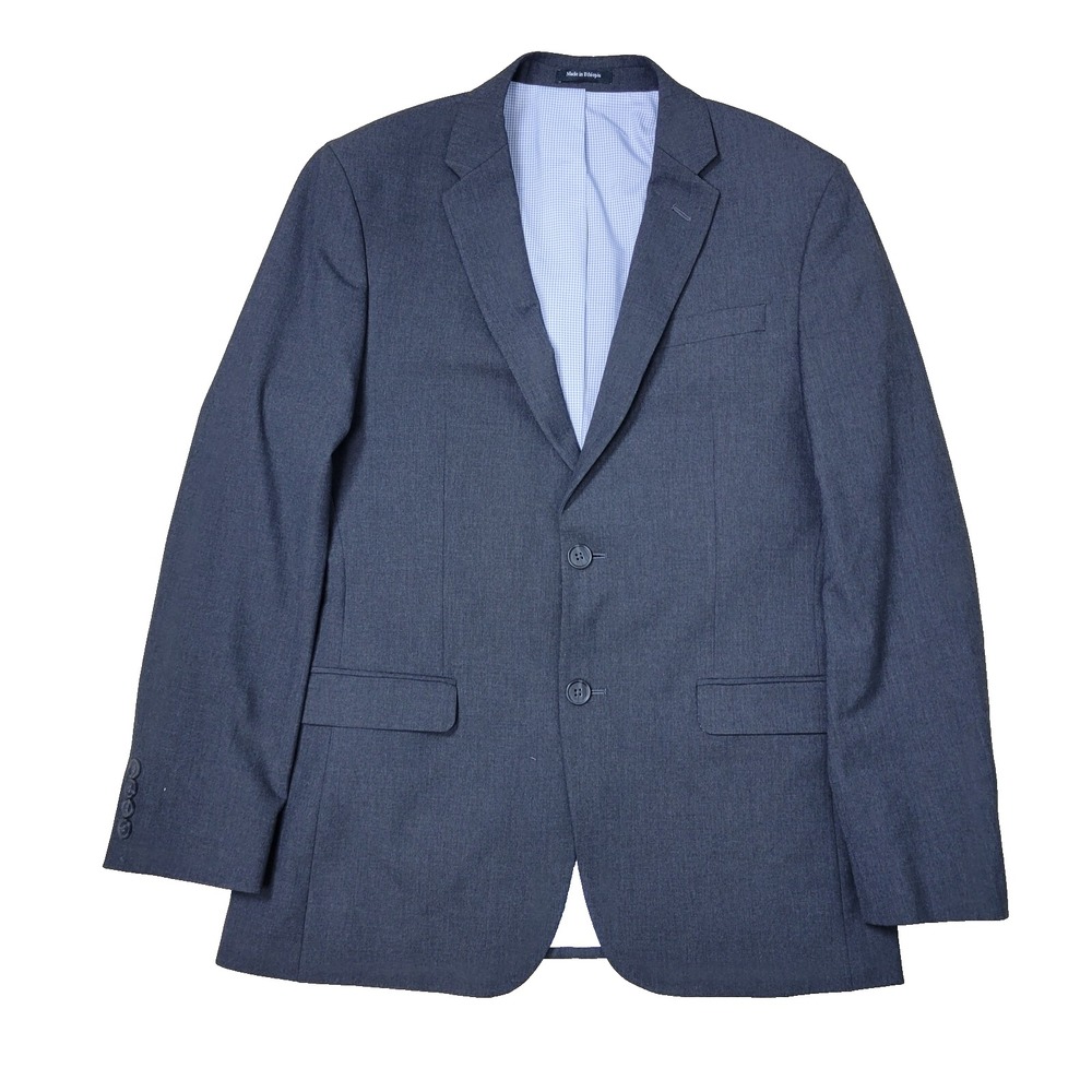 Egara Skinny Fit Stretch Seperates Mens‎ 40R Heathered Black Blazer 2 Button